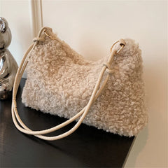 Winter Plush Crossbody Handbag Vegan Fur Small Shoulder Bag