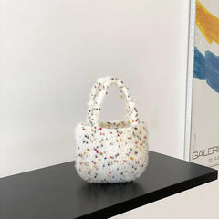 Plush Handbags Women's Autumn Winter Shoulder Bags Soft Totes Ladies Shopping