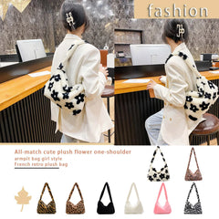 Animal Pattern Plush Shoulder Bag Mini Underarm Purse Crossbody Tote