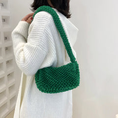 Solid Plush Underarm Bag Women Top-handle Casual Shoulder Handbags