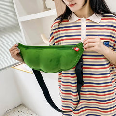 Edamame Shaped Women's Messenger Bag Sweet Solid Zipper Handbags for Women