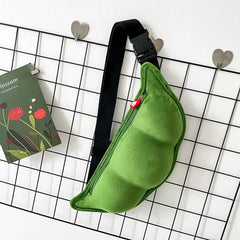 Edamame Shaped Women's Messenger Bag Sweet Solid Zipper Handbags for Women