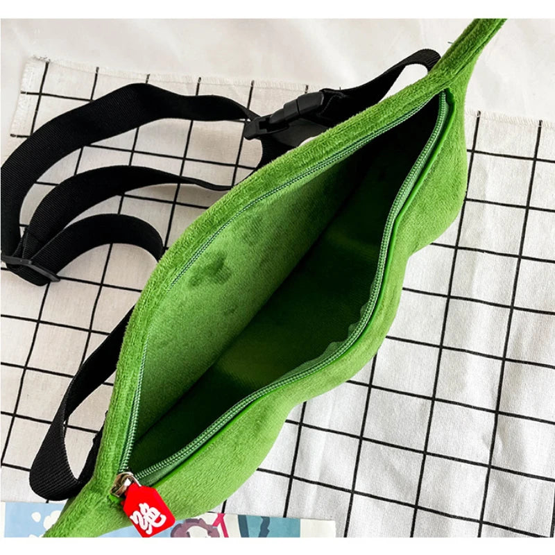 Edamame Shaped Women's Messenger Bag Sweet Solid Zipper Handbags for Women