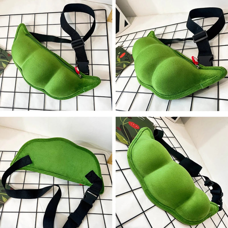 Edamame Shaped Women's Messenger Bag Sweet Solid Zipper Handbags for Women