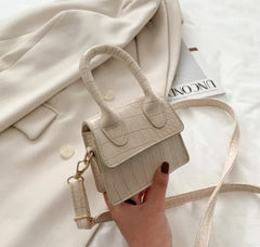 Crocodile Pattern Mini Handbag with Chain Strap