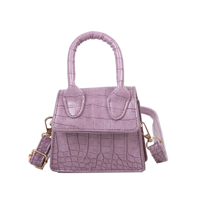 Crocodile Pattern Mini Handbag with Chain Strap