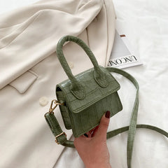 Crocodile Pattern Mini Handbag with Chain Strap