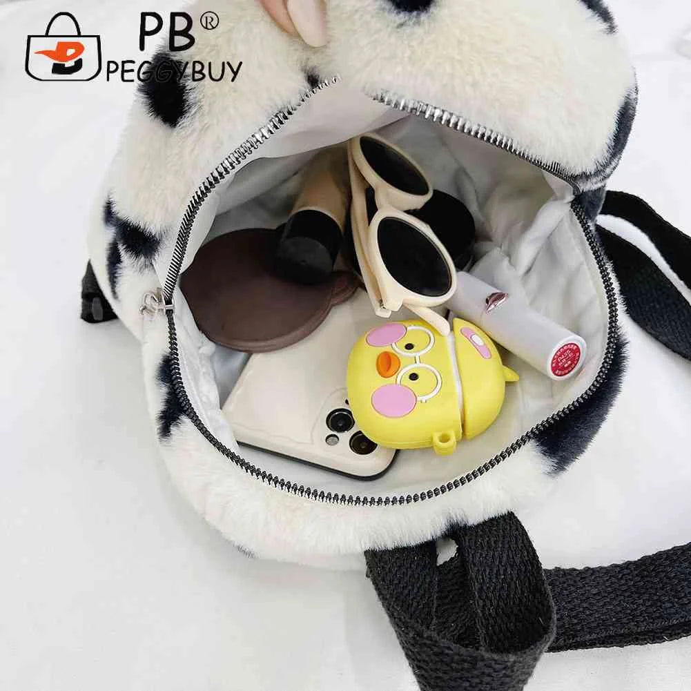 Preppy Style Women Flowers Printing Plush Backpack