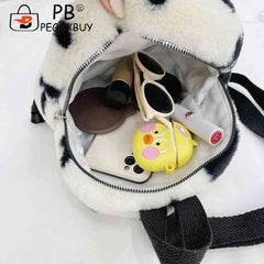Preppy Style Women Flowers Printing Plush Backpack