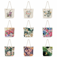 Floral Print Handbags High Capacity Tote Bags Travel Beach Bag