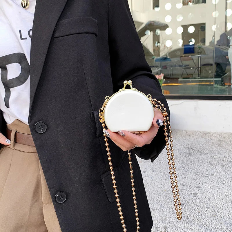 Women's Lipstick Chain Shoulder Bag Mini Round Satchel
