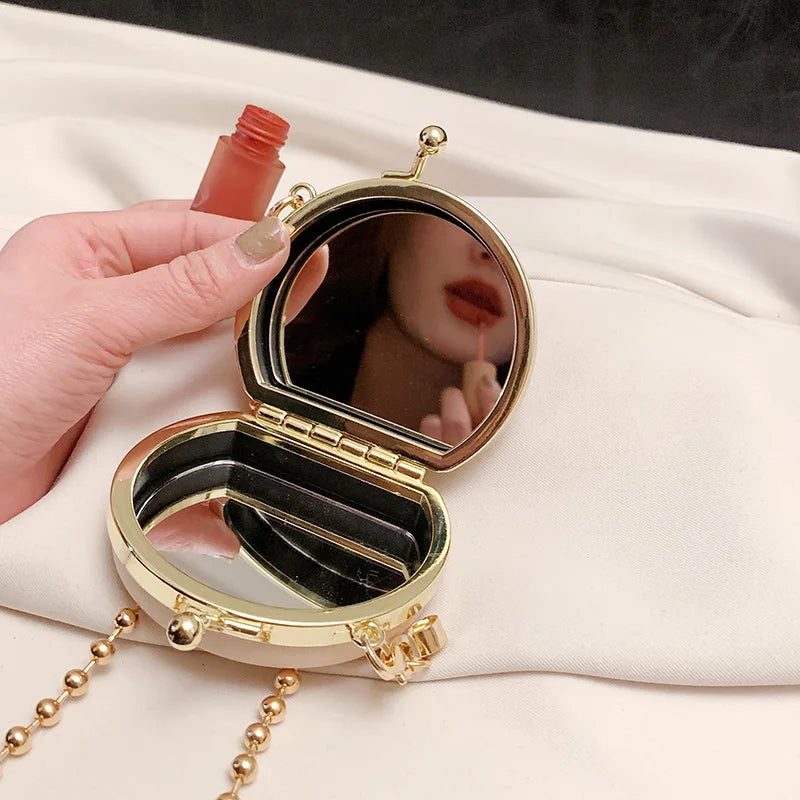 Women's Lipstick Chain Shoulder Bag Mini Round Satchel