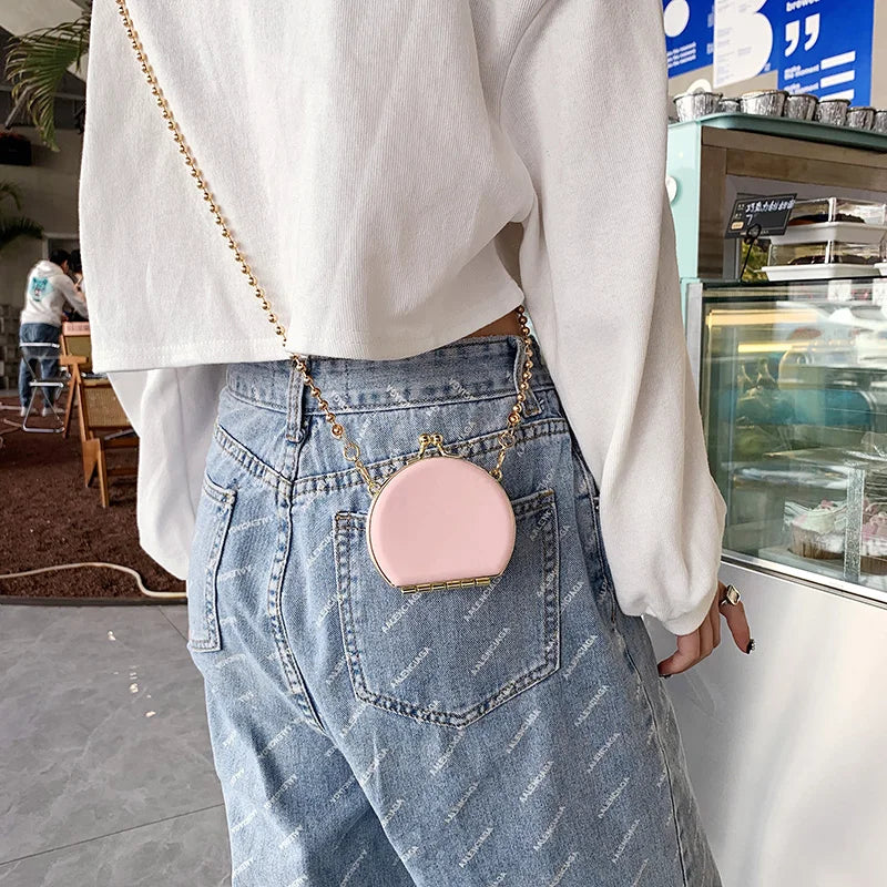 Women's Lipstick Chain Shoulder Bag Mini Round Satchel