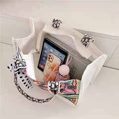 Women's Tote Shoulder Bag Large Capacity Shopping Bag Canvas Letter Zipper