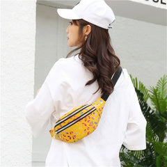 Double Zipper Chest Bag for Women Colorful Waist Bag