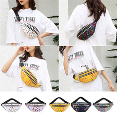 Double Zipper Chest Bag for Women Colorful Waist Bag