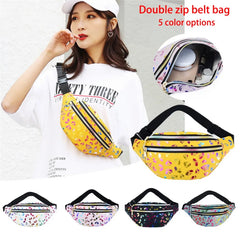 Double Zipper Chest Bag for Women Colorful Waist Bag