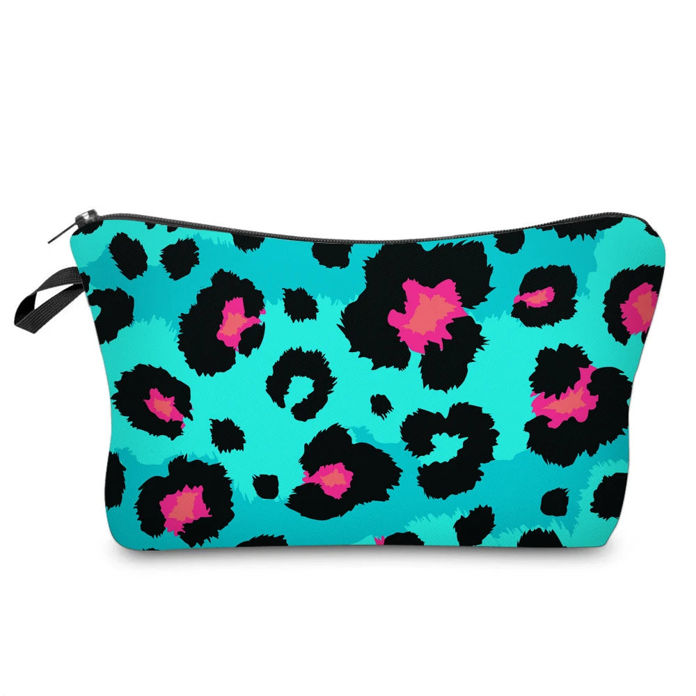 Leopard Cosmetic Organizer Bag for Women, Travel Makeup Storage Bag