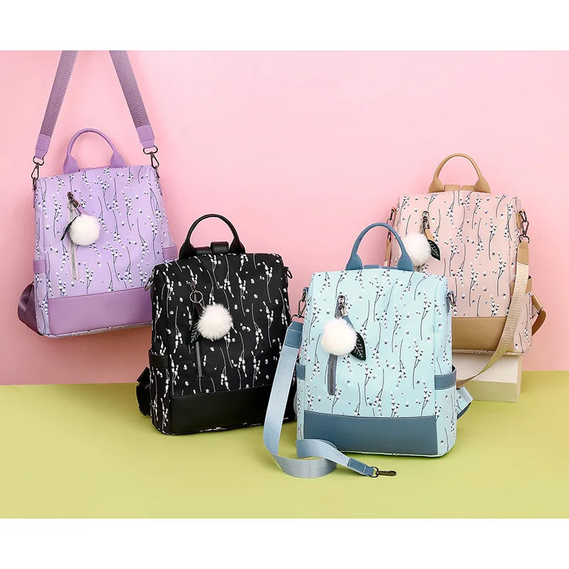 Floral Backpack Women Large Capacity School Bag Waterproof Rucksack