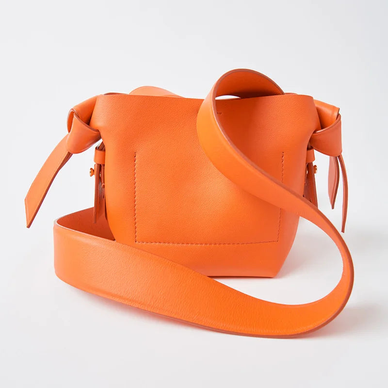 Women's PU Leather Shoulder Bag Wide Strap Tote Crossbody Bucket Bag