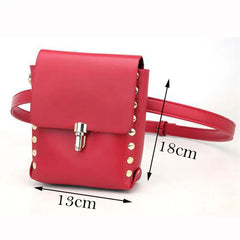 PU Leather Waist Packs Bum Bag Women Rivet Belt Money Pouch