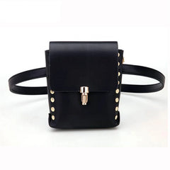 PU Leather Waist Packs Bum Bag Women Rivet Belt Money Pouch