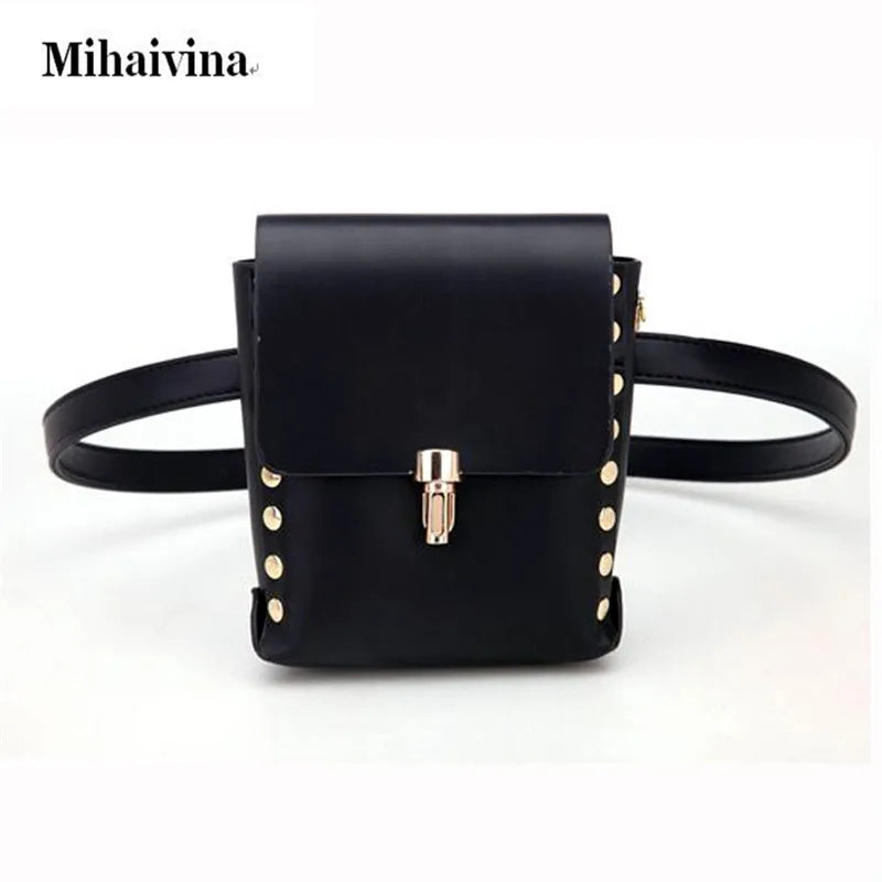 Women Rivet Money Pouch Travel Waist Bags Lady Bar Nightclub Waist