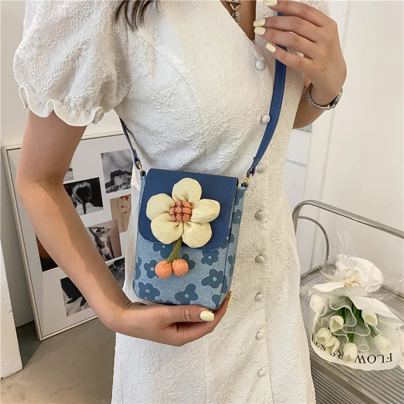 Women Shoulder Bags Lace Handbag Teen Girls Canvas Flap Phone Purse