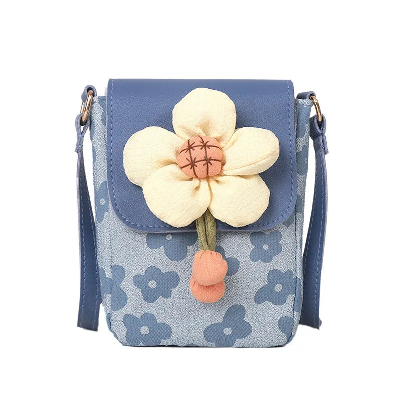 Women Shoulder Bags Lace Handbag Teen Girls Canvas Flap Phone Purse