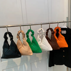 Women's Pleated Shoulder Bag Solid Handbag Advanced Portable Handhold