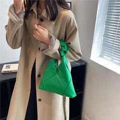 Women's Pleated Shoulder Bag Solid Handbag Advanced Portable Handhold