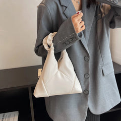 Women's Pleated Shoulder Bag Solid Handbag Advanced Portable Handhold