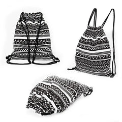 Ethnic Style Digital Printing Lady Bundle Mouth Backpack