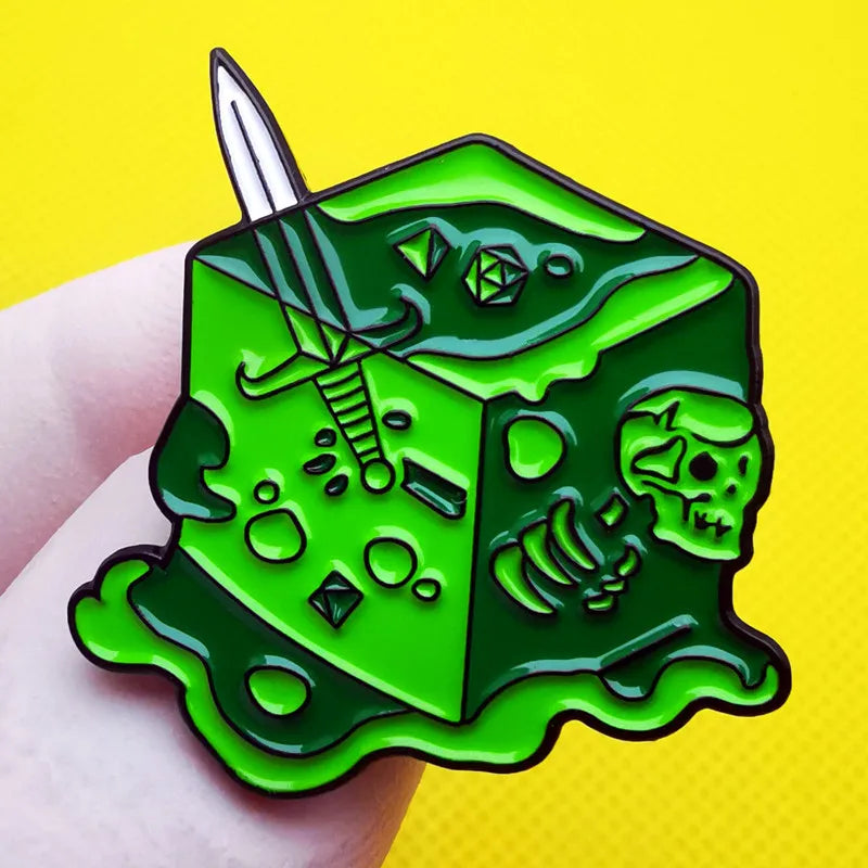 Punk Anime Game Dice Badges Sword Skull Enamel Pins Jewelry Lapel Pin Bag