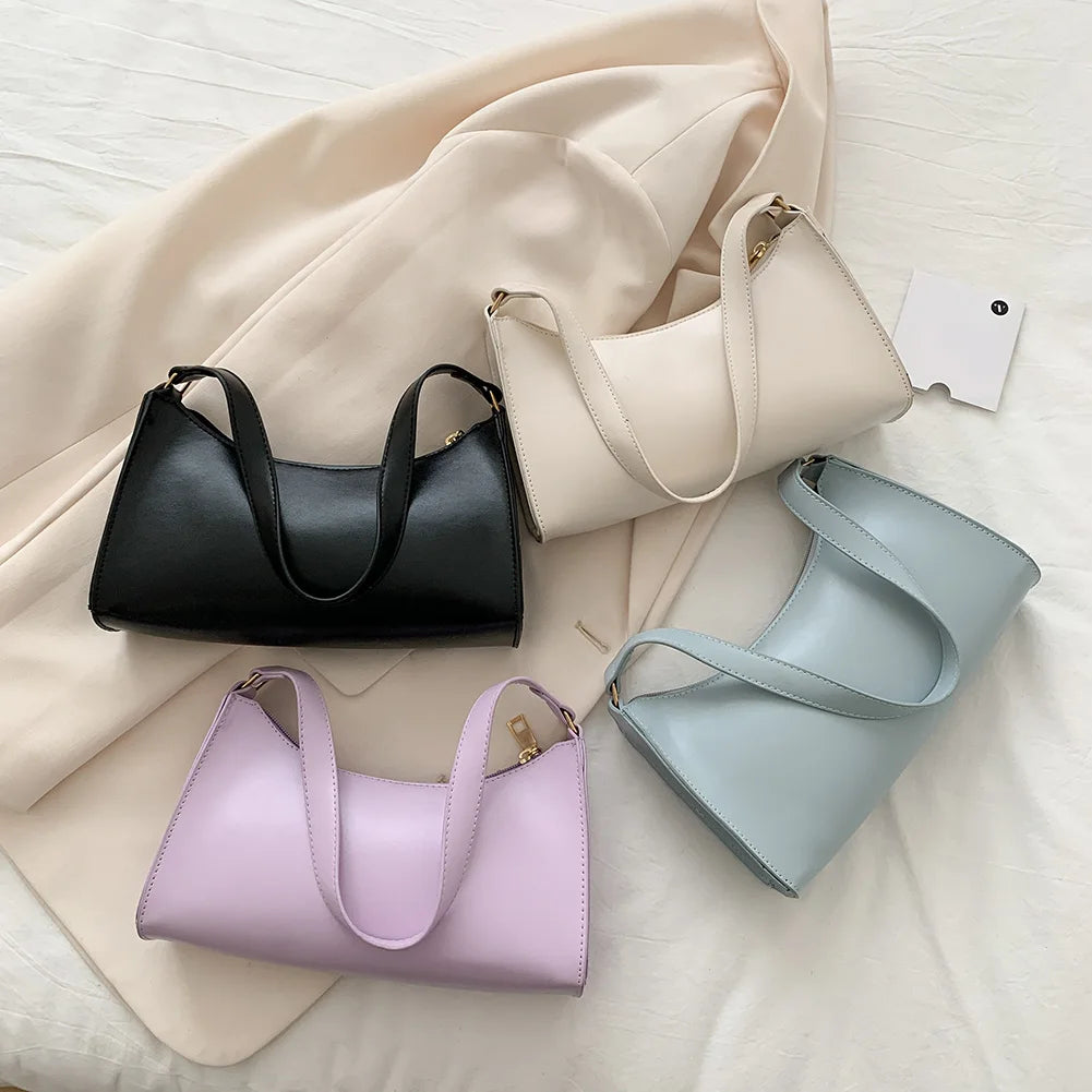 Pure Women Handbag PU Leather Totes Shoulder Bags Female Small Travel Underarm P