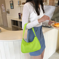Purple Women Hobos Underarm Bag Retro Nylon Shoulder Bags Small Tote Clutch