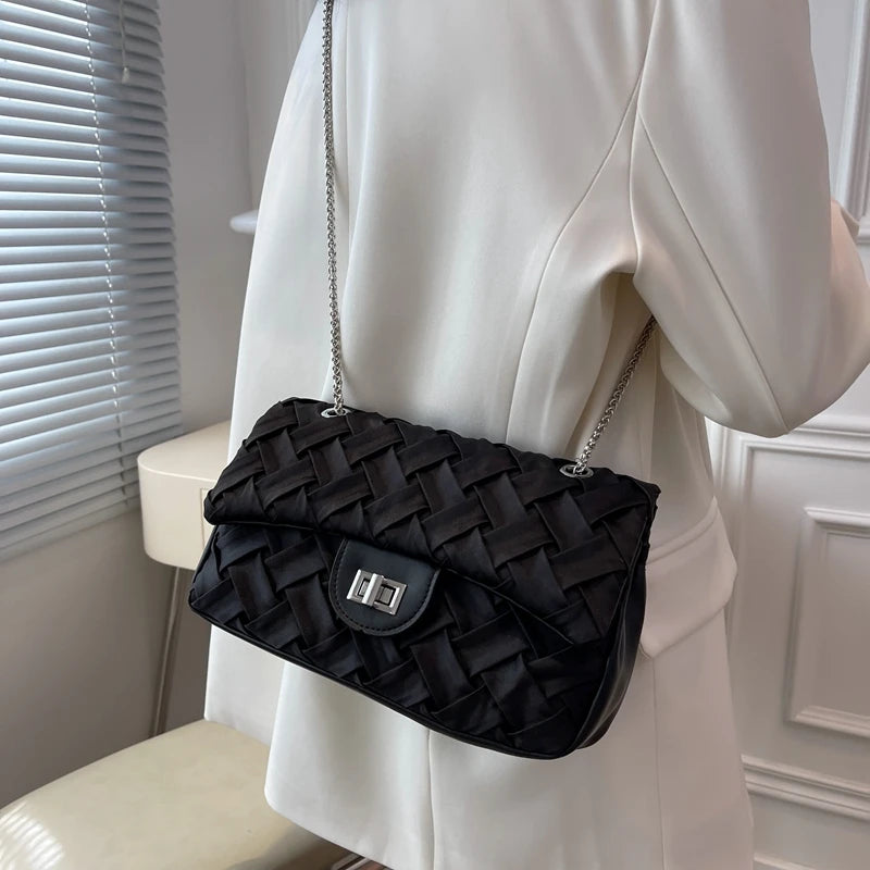 Women's PU Leather Weave Shoulder Bag Crossbody Sac A Main