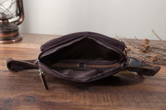 Men's Leather Crossbody Sling Bag Travel Waist Belt Bag 342