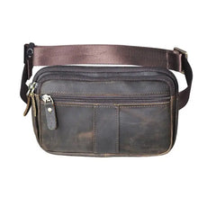 Men's Leather Crossbody Sling Bag Travel Waist Belt Bag 342