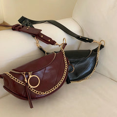 PU Leather Chain Crossbody Bags For Women Small Shoulder Messenger Bag
