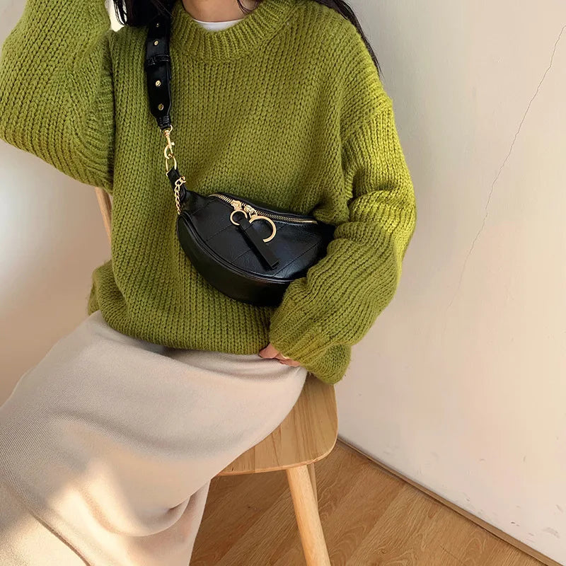 PU Leather Chain Crossbody Bags For Women Small Shoulder Messenger Bag