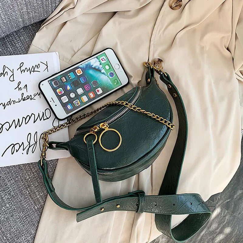 Women's PU Leather Crossbody Bag Chain Small Shoulder Messenger