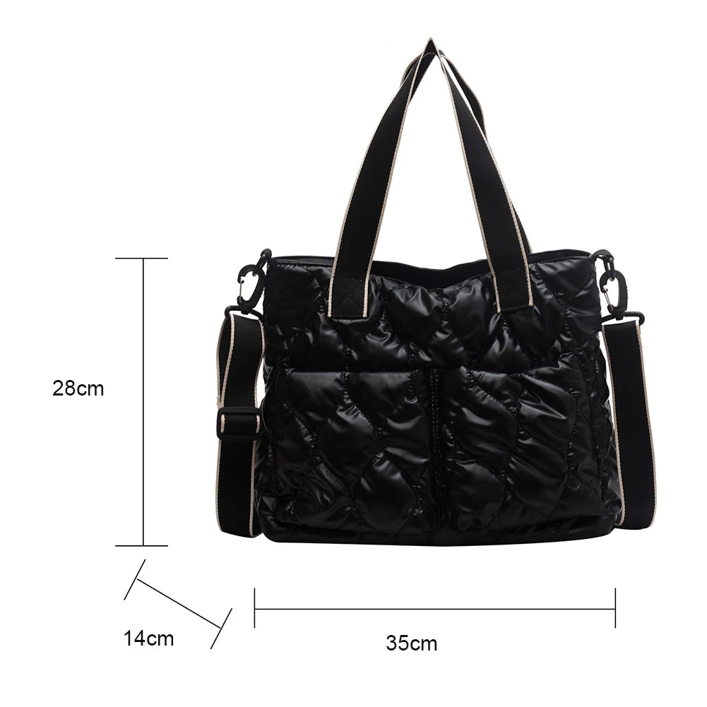 Quilted Cotton Padded Nylon Messenger Bag Women Ladies Crossbody Bags Totes