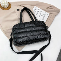Quilted Cotton Padded Nylon Messenger Bag Women Large Capacity Shoulder Bag