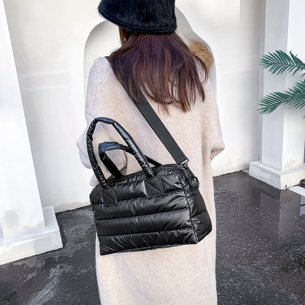 Quilted Cotton Padded Messenger Bag Women Shoulder Bag