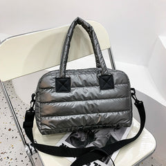 Quilted Cotton Padded Nylon Messenger Bag Women Large Capacity Shoulder Bag