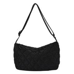 Quilted Crossbody Bag Large Capacity Adjustable Strap Solid Color