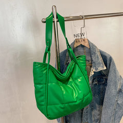 Quilted Large Tote Women Shoulder Bags Big Handle Handbags Soft Pu Leather Bag