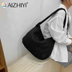 Quilted Nylon Large Capacity Shoulder Bag for Women