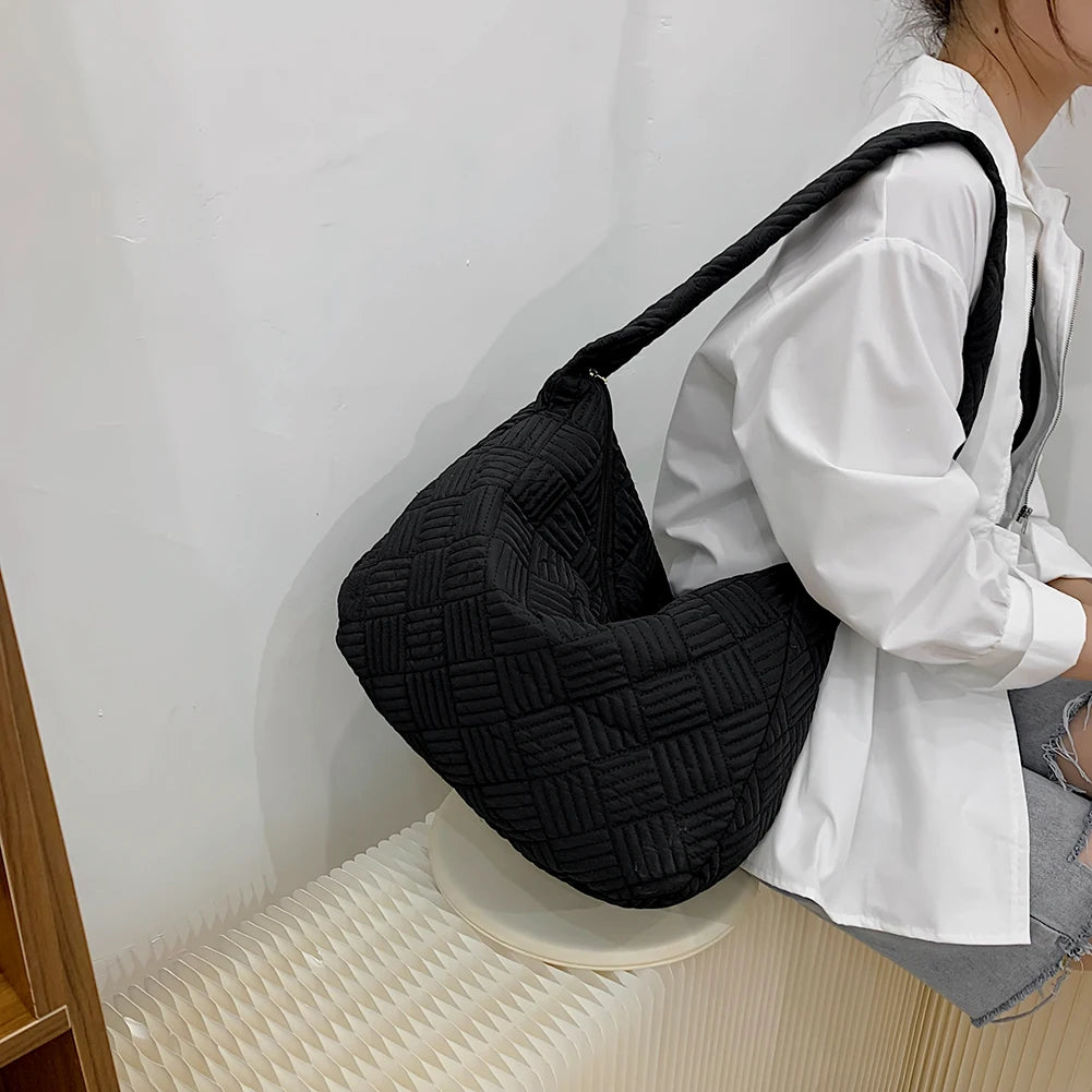Quilted Nylon Sling Shoulder Bag Large Capacity Crossbody Satchel